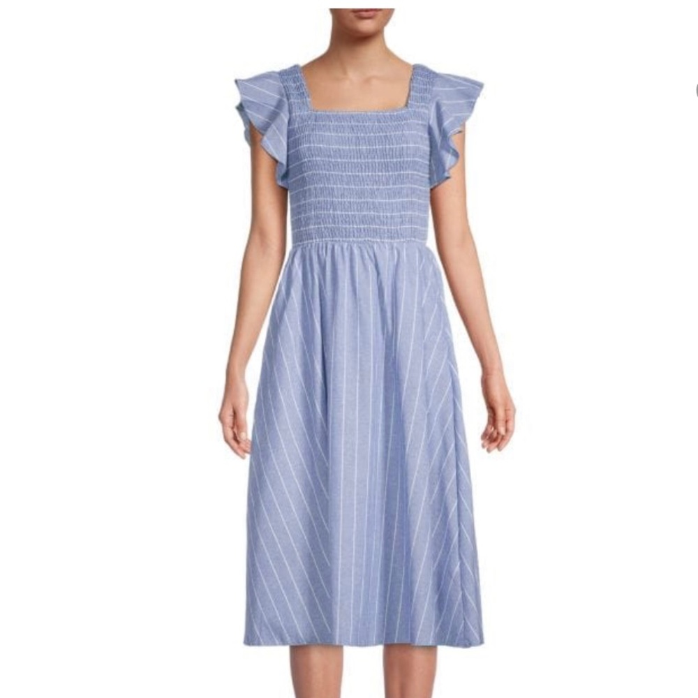 HL Affair New York Stripes Smock midi flair dress